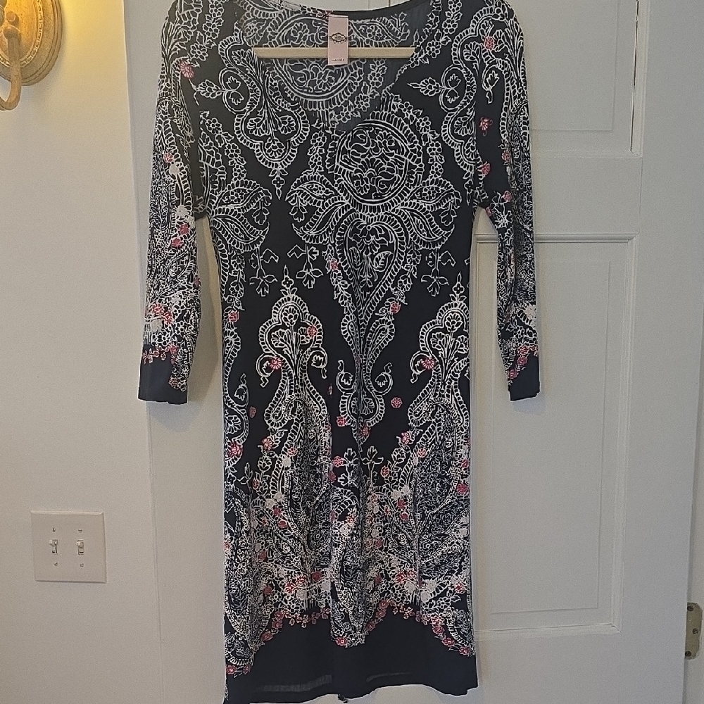 Chic Long Sleeve Navy and Pink Dress